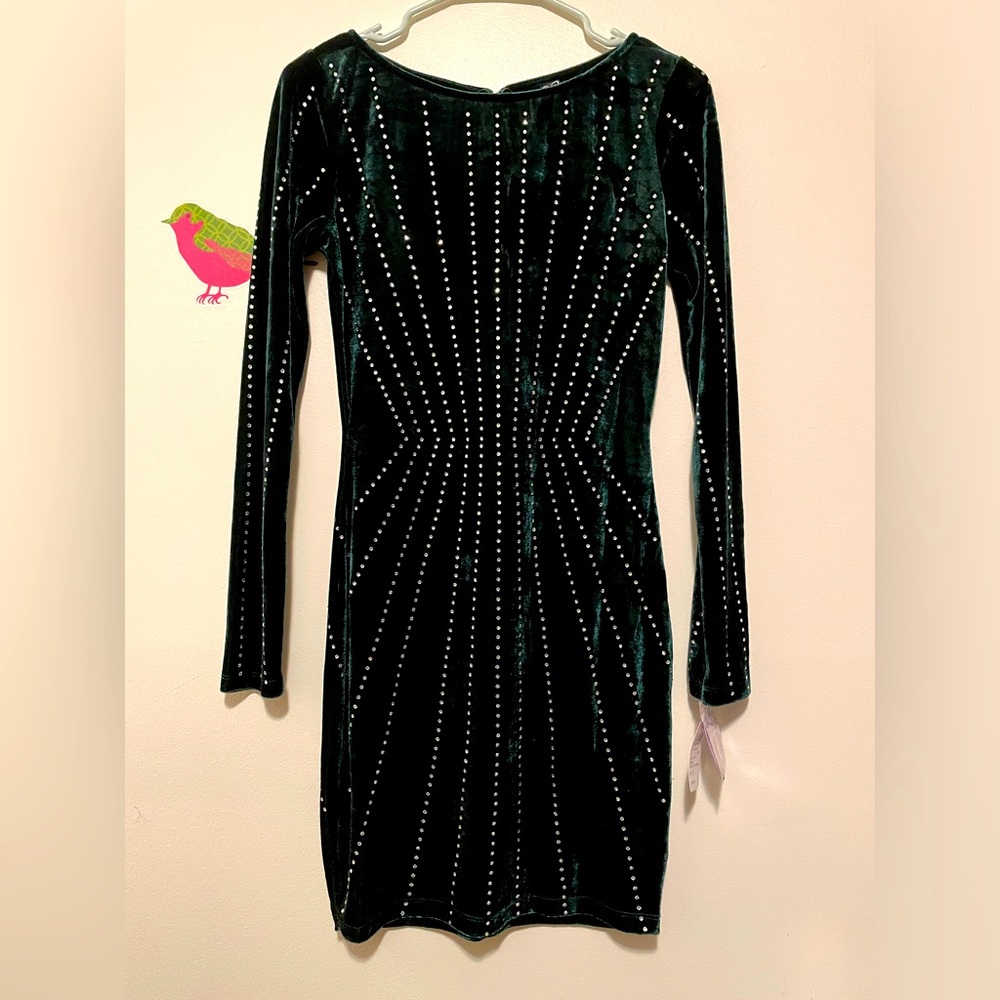 Emerald green rhinestone Windsor bodycon NWT